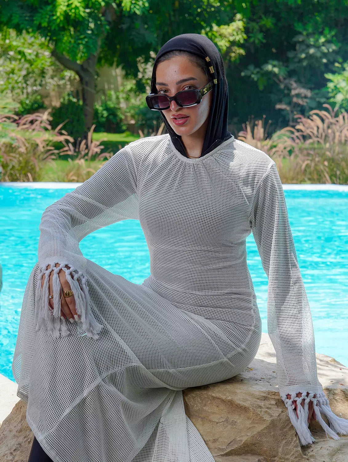 White seafoam crochet dress