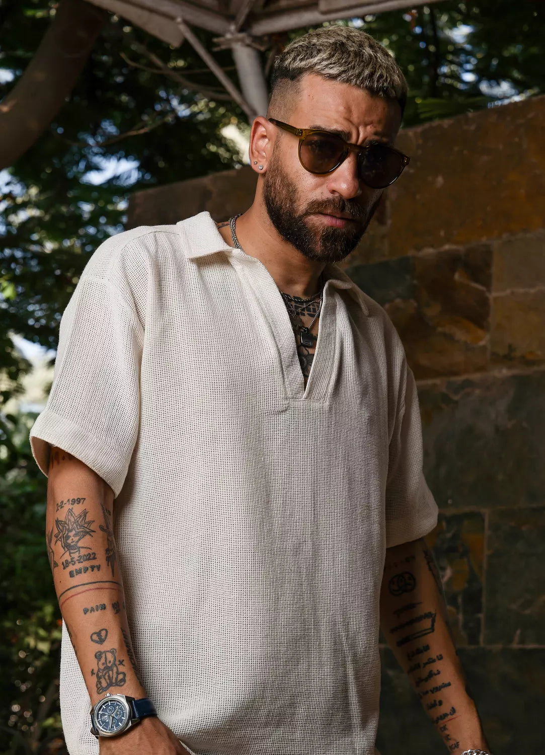 Waffle Knit Polo Shirt