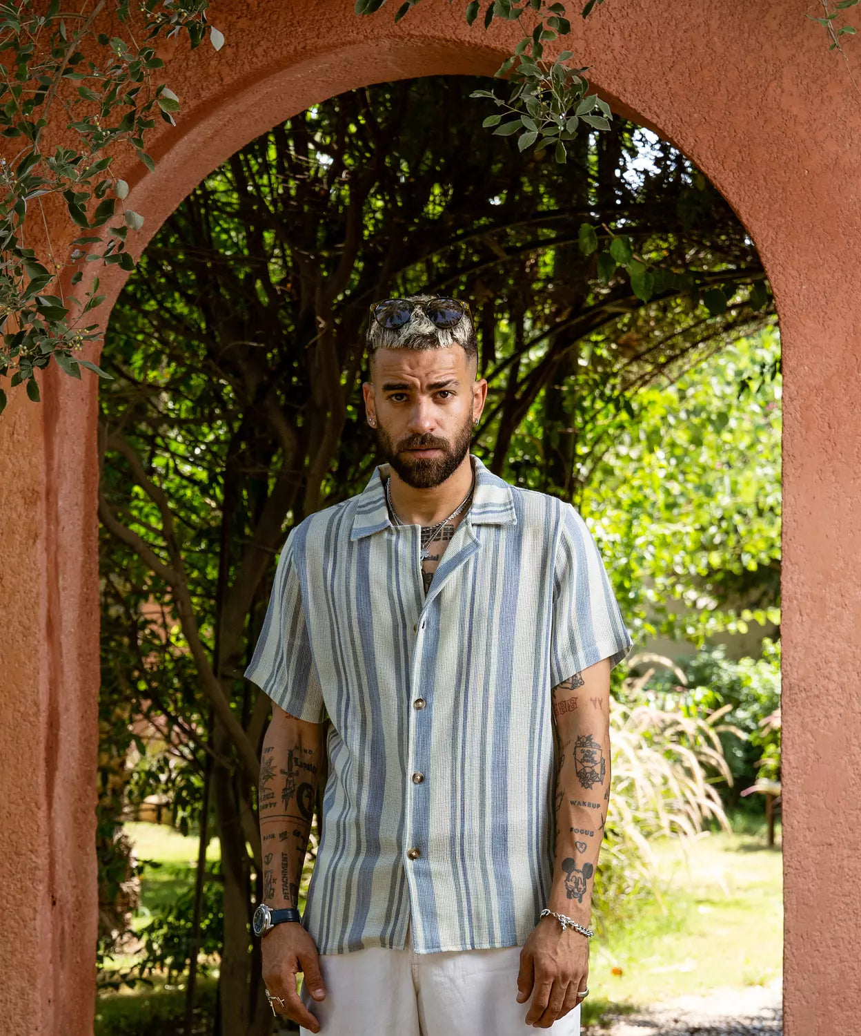 Coastal Palm Stripe Shirt