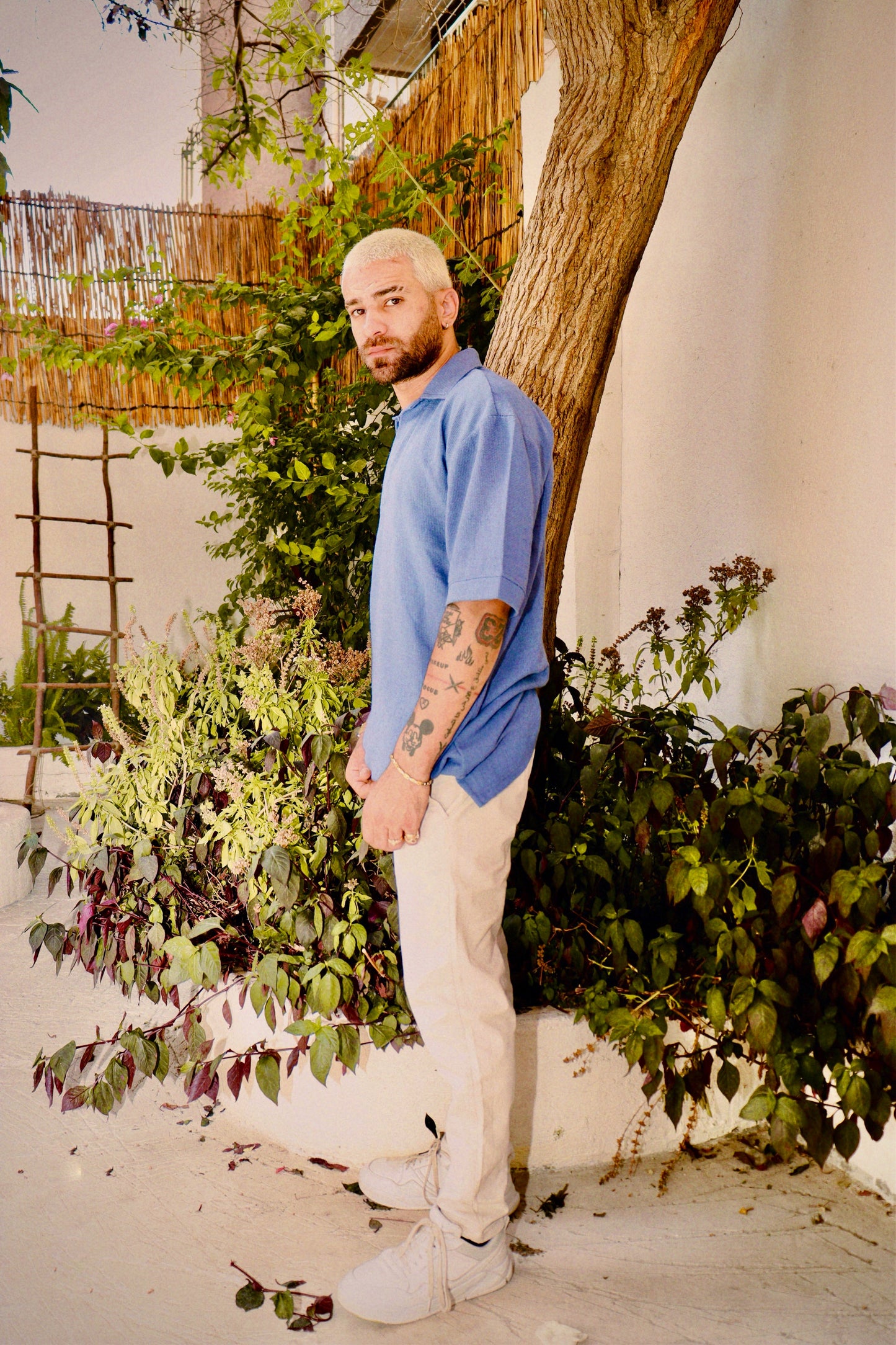 Waffle Knit Shirt in Blue