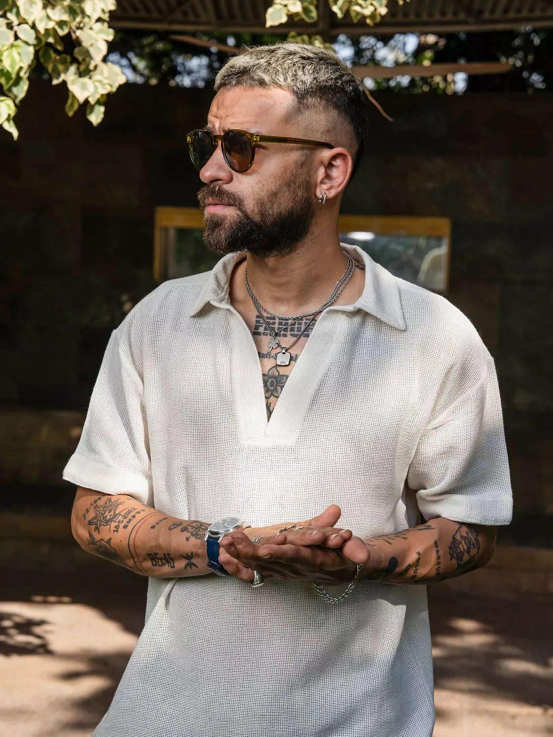 Waffle Knit Polo Shirt